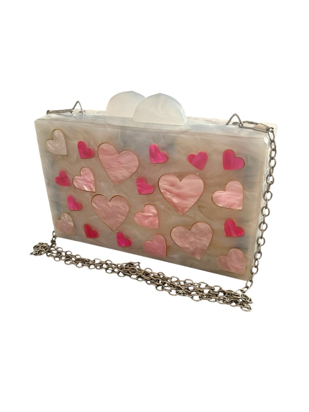 Mon Ami Bham Acrylic Hearts Box Bag - Picture 2 of 4